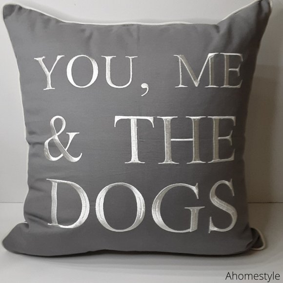 💕Decorative You, Me & The Dogs Light Grey Throw Pillow - Picture 5 of 6